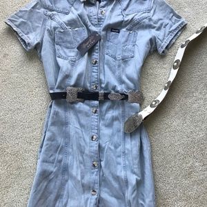 NWT Wrangler Retro soft denim jean western cowgirl dress L